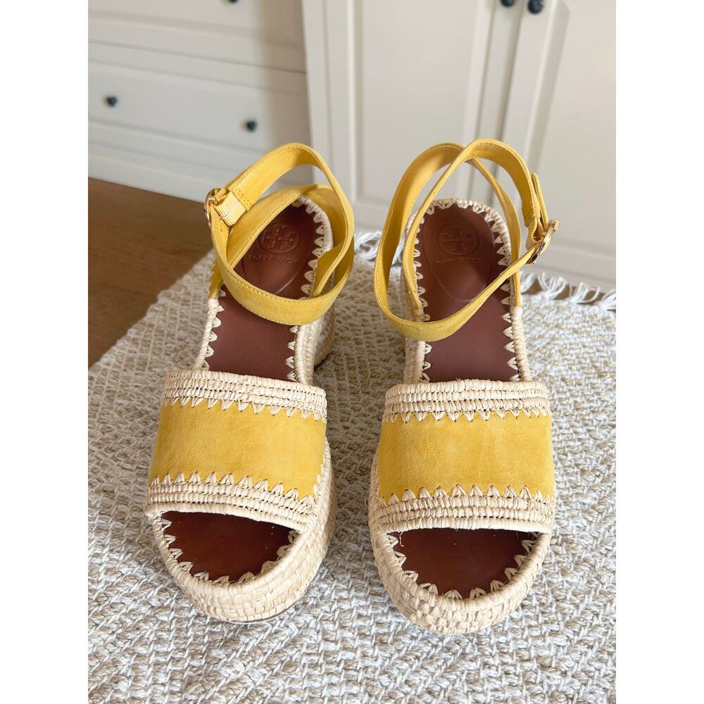 Tory Burch Arianne Platform Sandal in Yellow Size 8 - Worn Once - MSRP $328 - Picture 7 of 13